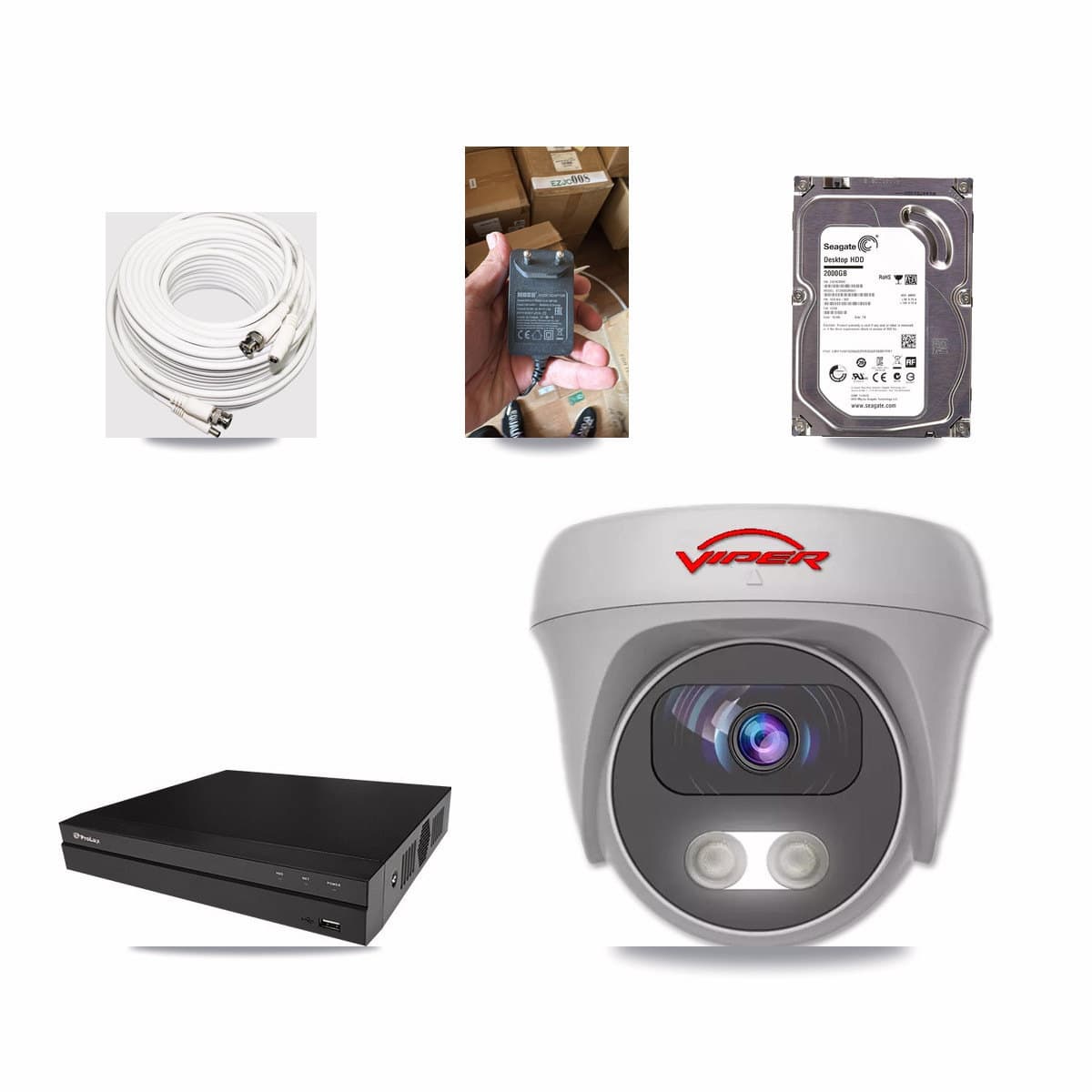 Prolux 8-channel CCTV kit: 1 camera (1× 5MP Camera), 2TB hard drive