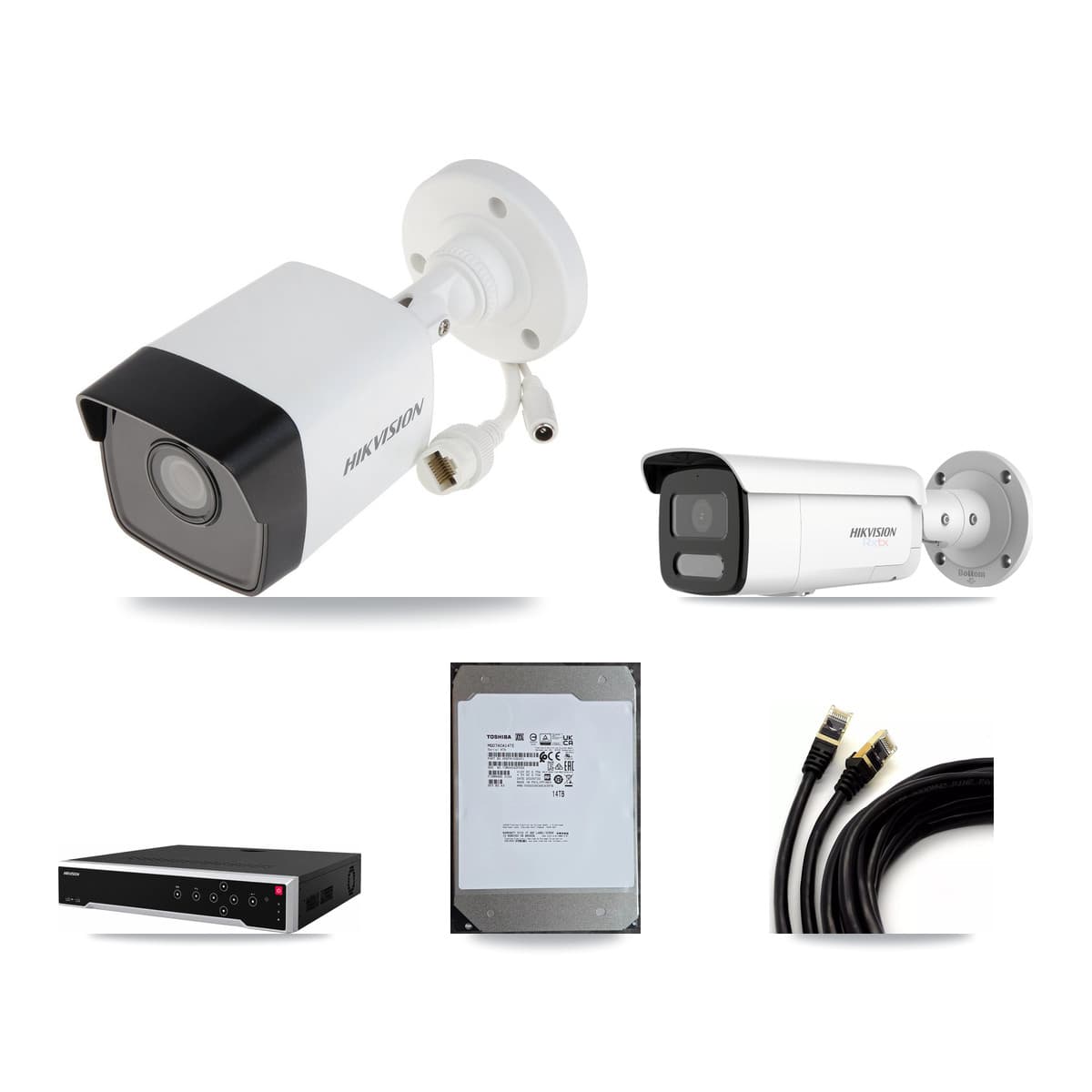 Hikvision 32-Channel 5MP – 4K CCTV Kit — 11 5MP + 5 4K Bullet Cameras + 2× 14TB Recording