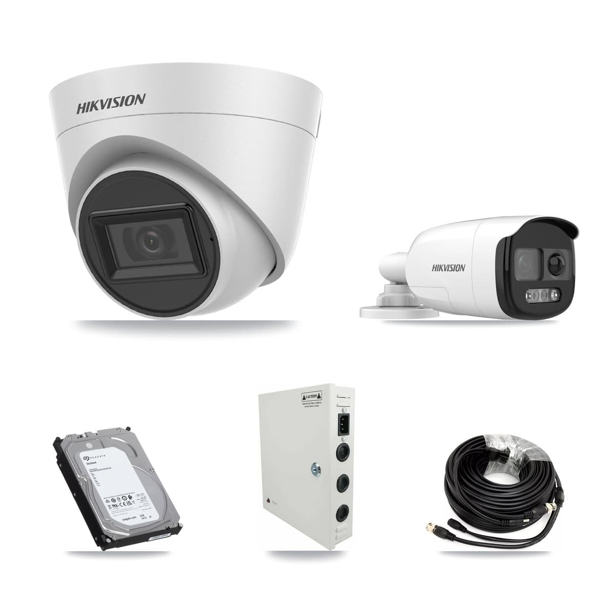 Hikvision 32-Channel 5MP CCTV Kit — 1 Bullet + 31 White Turret Cameras + 3× 6TB Recording
