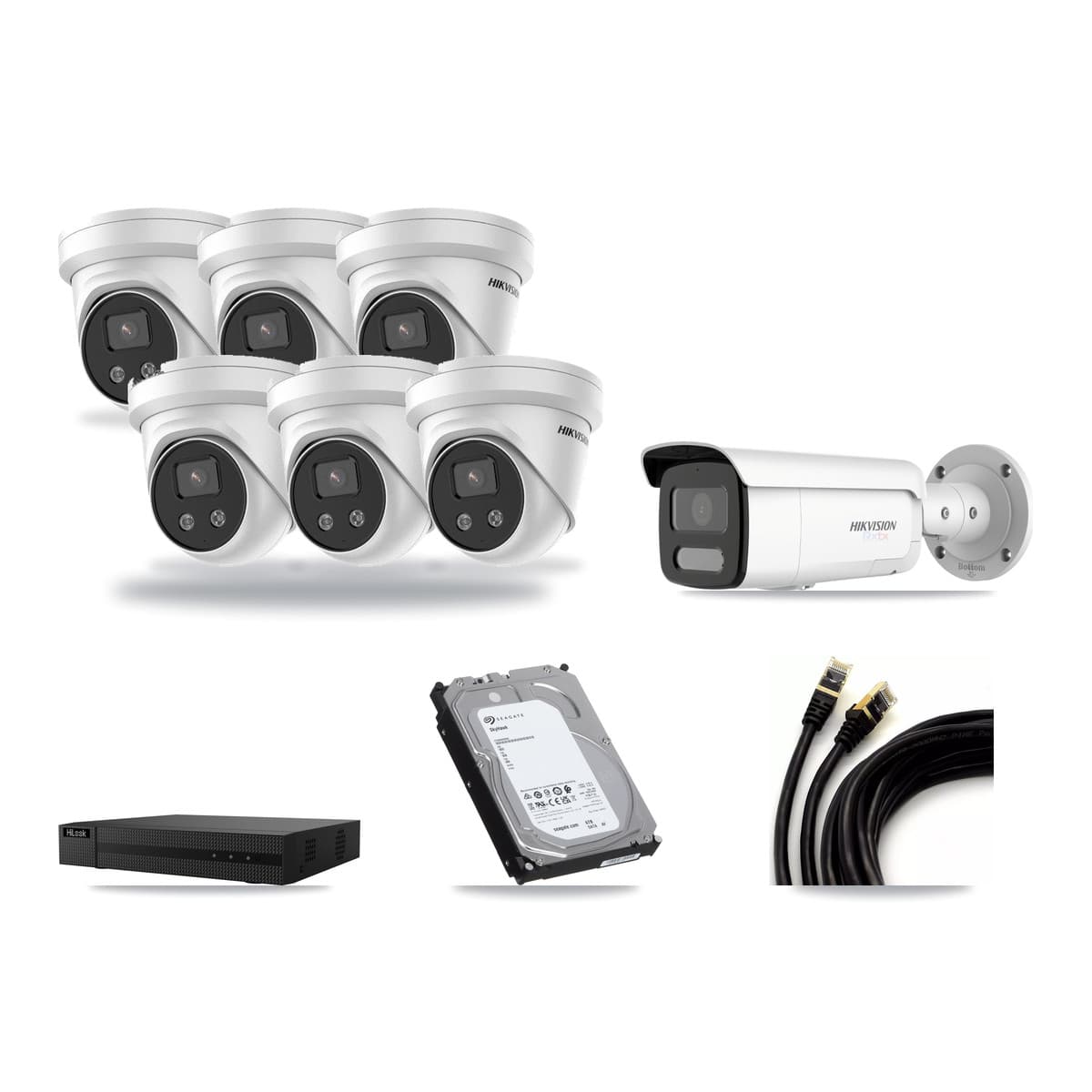 Hikvision & HiLook 8-Channel 5MP – 4K CCTV Kit — 1 4K Bullet + 6 5MP Turret Cameras + 6TB Recording - Image 1