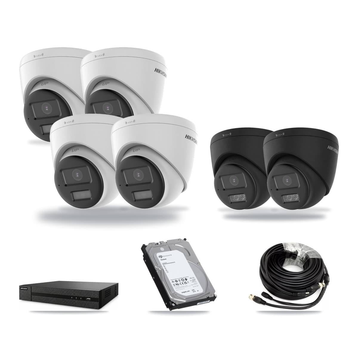 Hikvision 8-Channel 4K CCTV Kit — 4 DS-2CE78U0T + 2 DS-2CE78U0T Turret Cameras + 6TB Recording - Image 1