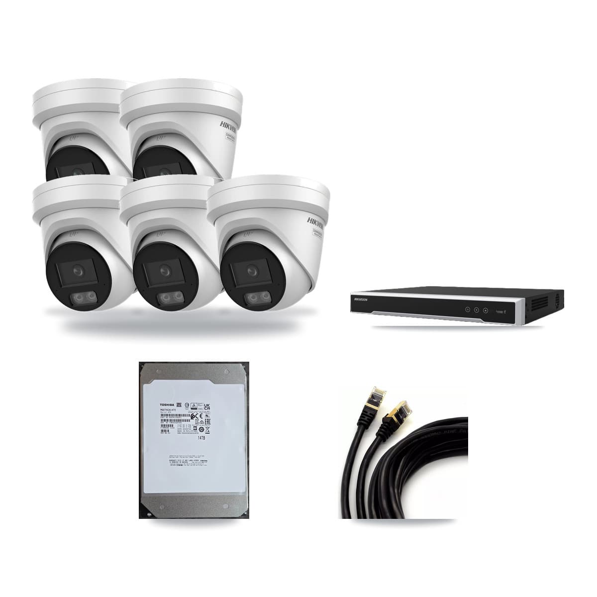 Hikvision 8-Channel 4K CCTV Kit — 5 DS-2CD2387G3 Turret Cameras + 14TB Recording - Image 1