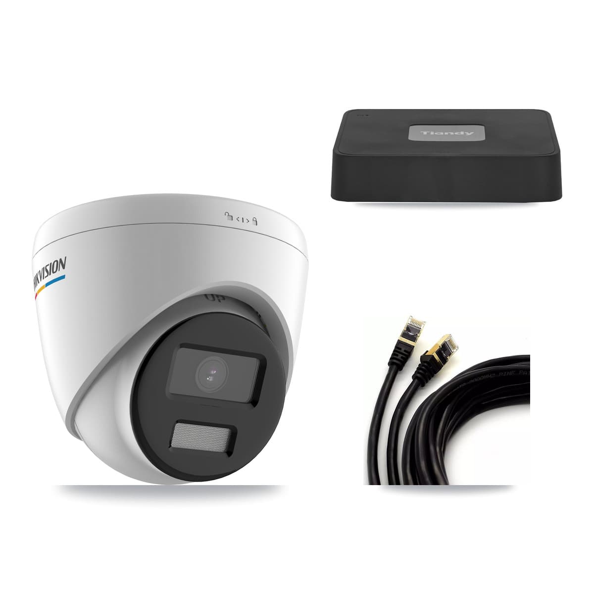 Hikvision & Tiandy 4-Channel 2MP – 5MP CCTV Kit — 3 2MP Turret + 1 5MP Dome Cameras + 3TB Recording