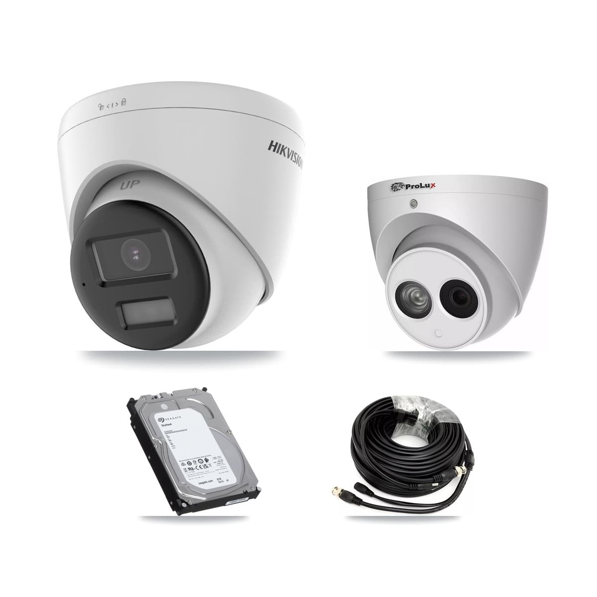 Hikvision & Prolux 8-Channel 4MP – 4K CCTV Kit — 5 4K + 1 4MP Turret Cameras + 2× 6TB Recording