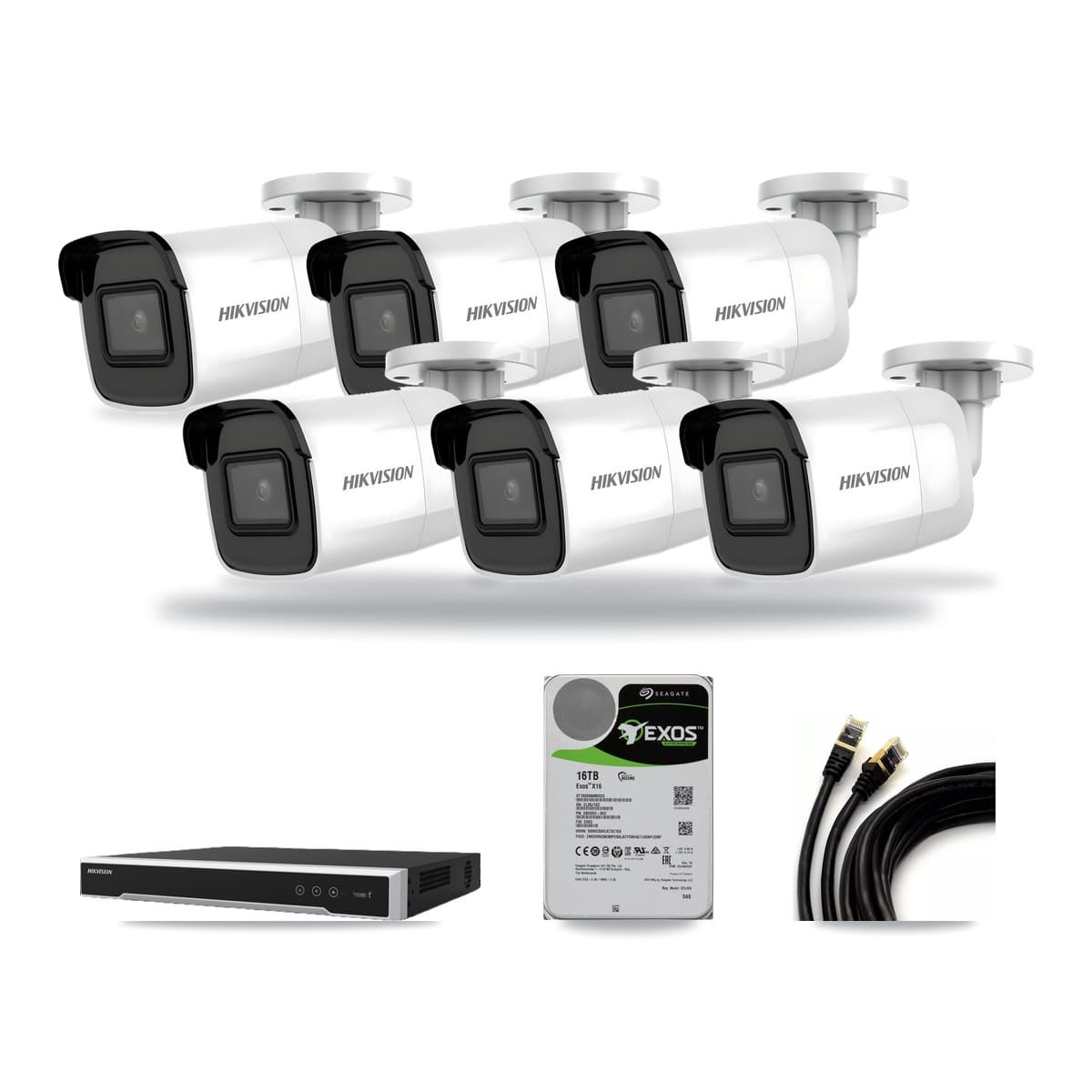 Hikvision 16-Channel 4K CCTV Kit — 6 Bullet Cameras + 16TB Recording (DS-7616NI-M2 Recorder) - Image 1