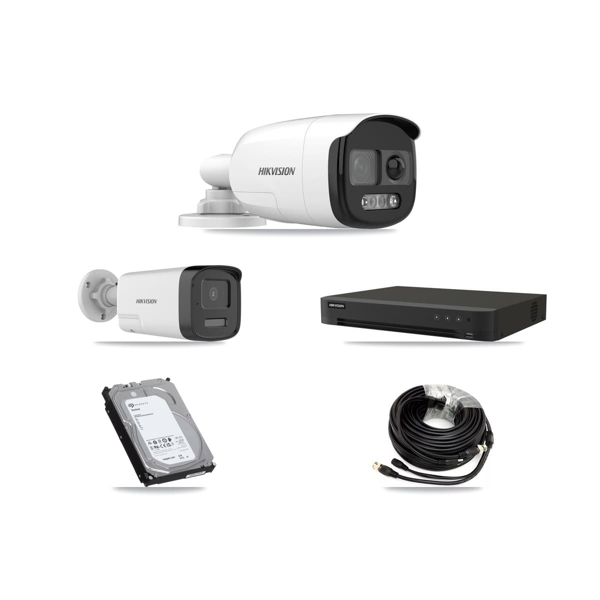 Hikvision 8-Channel 5MP CCTV Kit — 4 DS-2CE12KF3T-PIRXO + 4 DS-2CE17K0T-LXTS Bullet Cameras + 6TB Recording (IDS-7208HUHI-M1/XT Recorder)