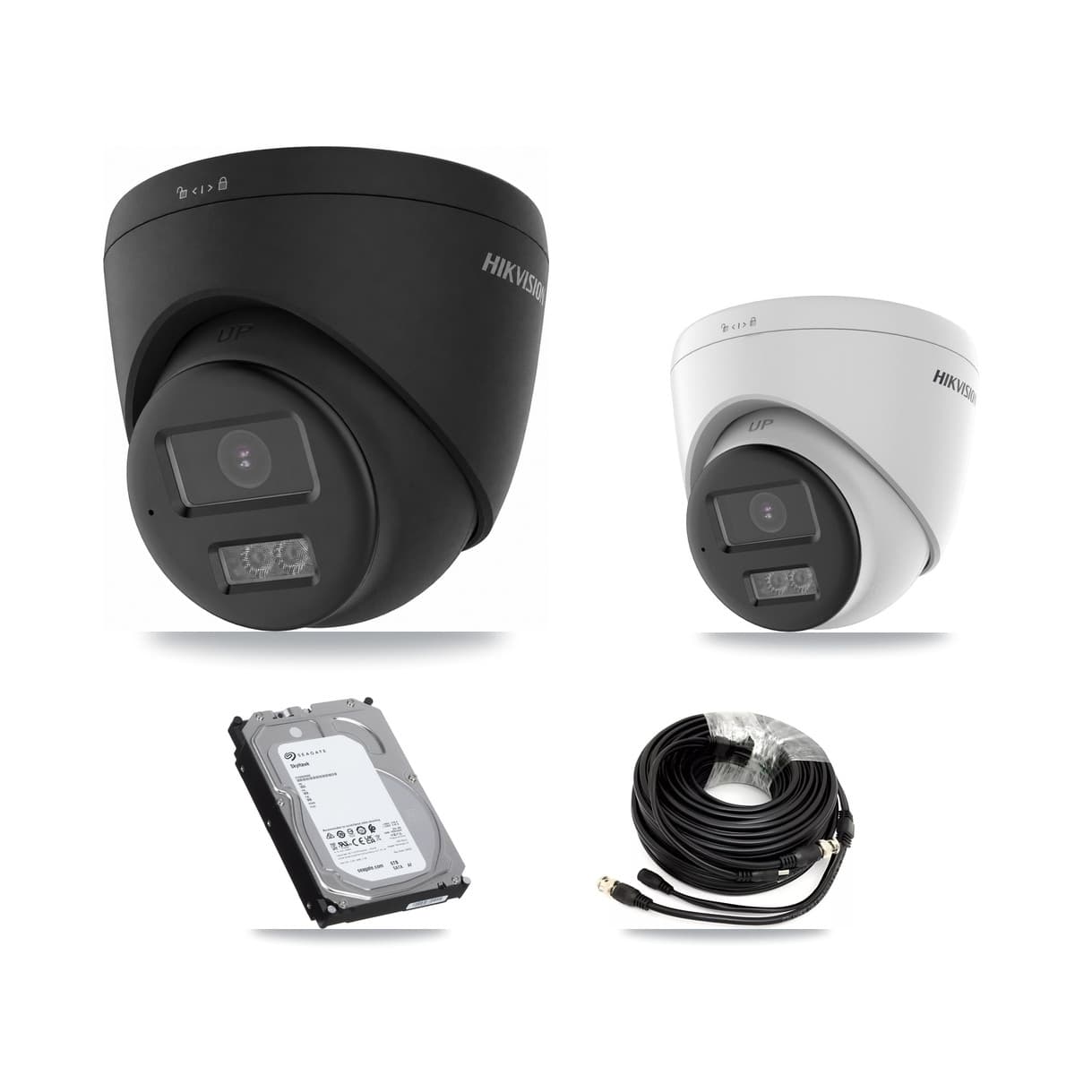 Hikvision 32-Channel 5MP – 4K CCTV Kit — 1 DS-2CE78K0T-LTS 5MP + 6 Black DS-2CE78U0T-LTS-BLACK 4K Turret Cameras + 3× 6TB Recording (IDS-7332HUHI-M4/S Recorder)
