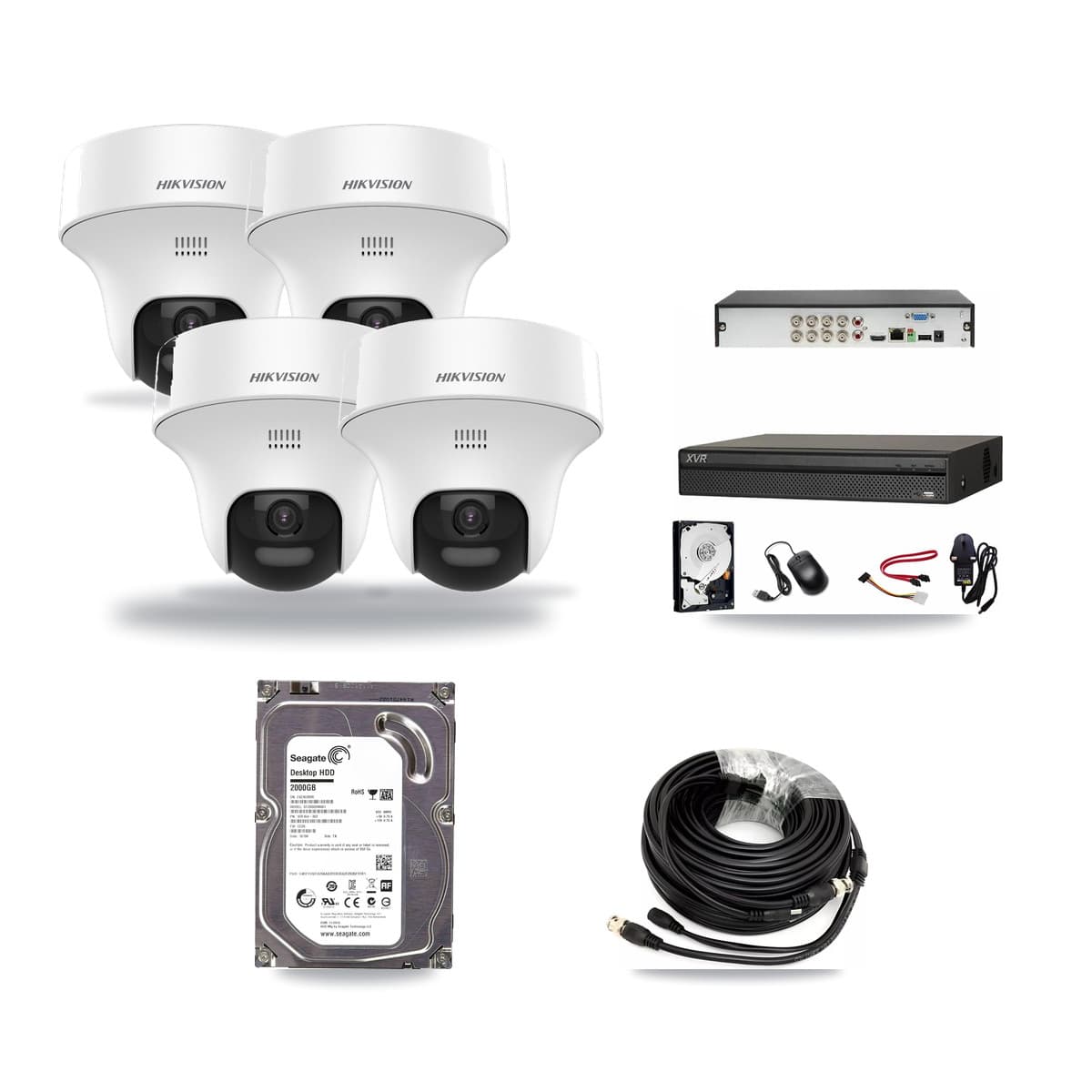 Hikvision & Dahua 8-Channel 5MP CCTV Kit — 4 DS-2CE70K0T Turret Cameras + 2TB Recording - Image 1