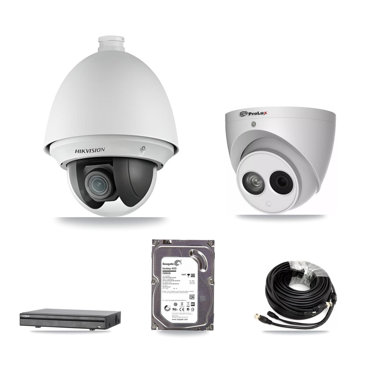 8-Channel 2MP – 4MP CCTV Kit — 1 2MP PTZ + 1 4MP Turret Cameras + 2TB Recording (DH-XVR5108H Recorder) - Image 1