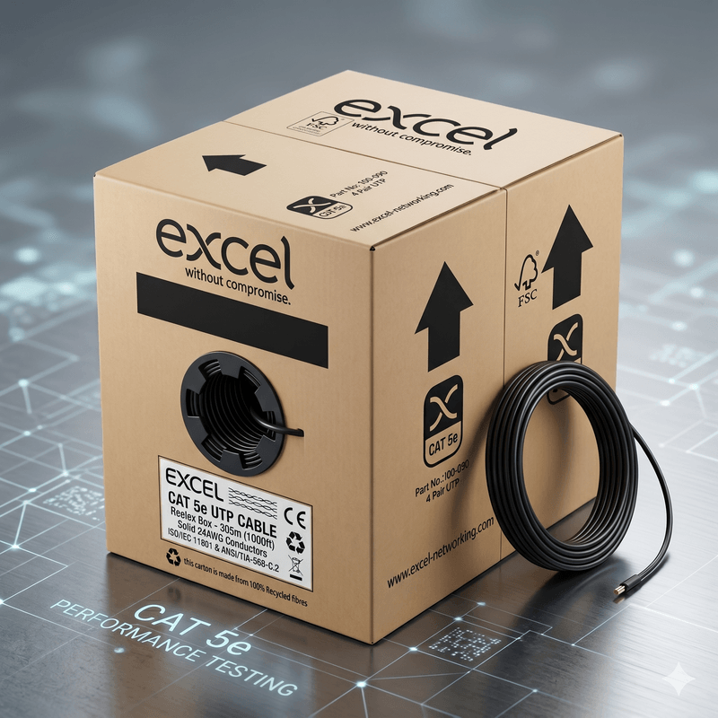 Box Of 305m Excel External Copper Cat5e Network Cable U/UTP Outdoor Euroclass Fca 305m Black - Image 1