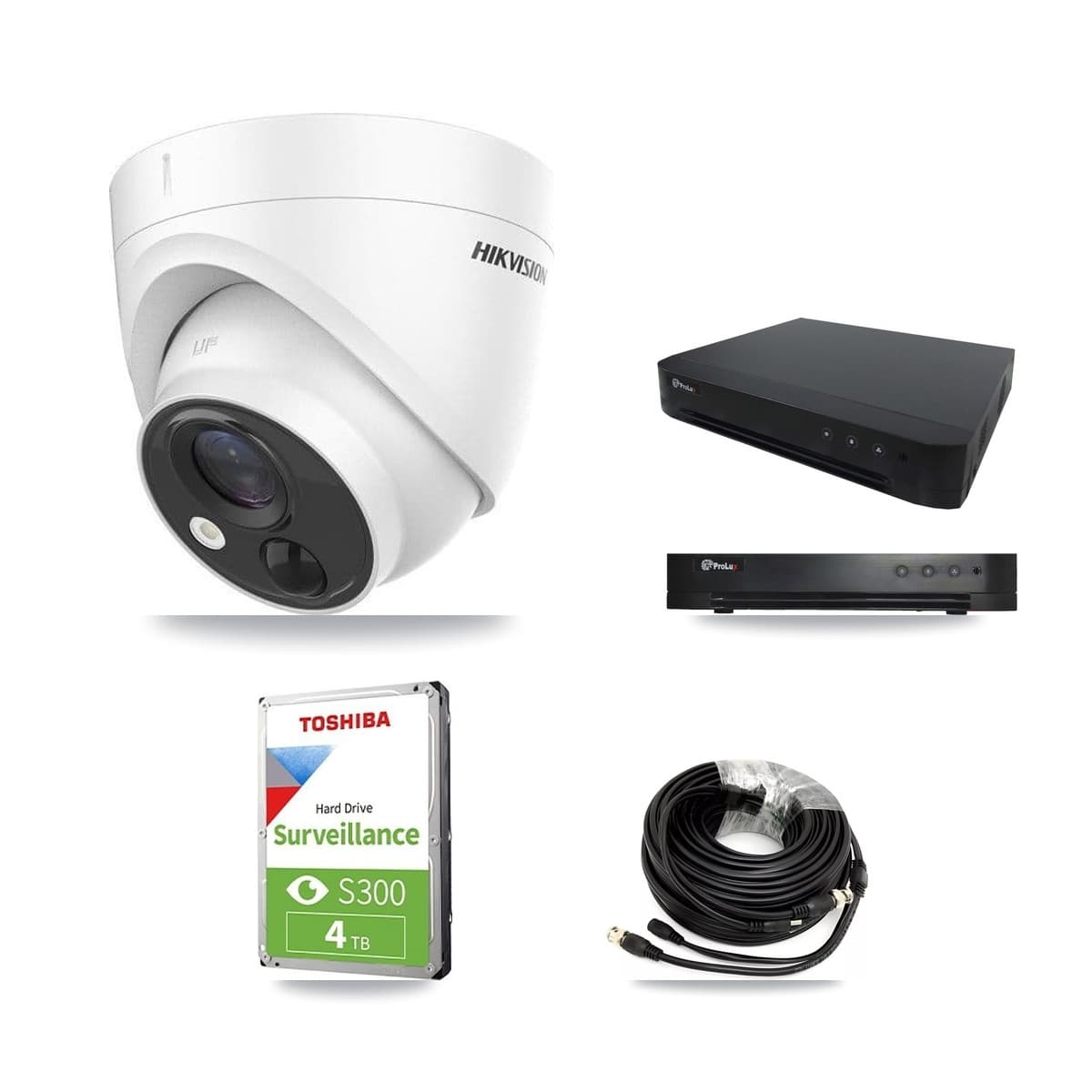 Hikvision & Prolux 16-Channel 5MP CCTV Kit — 3 DS-2CE71H0T Turret Cameras + 4TB Recording