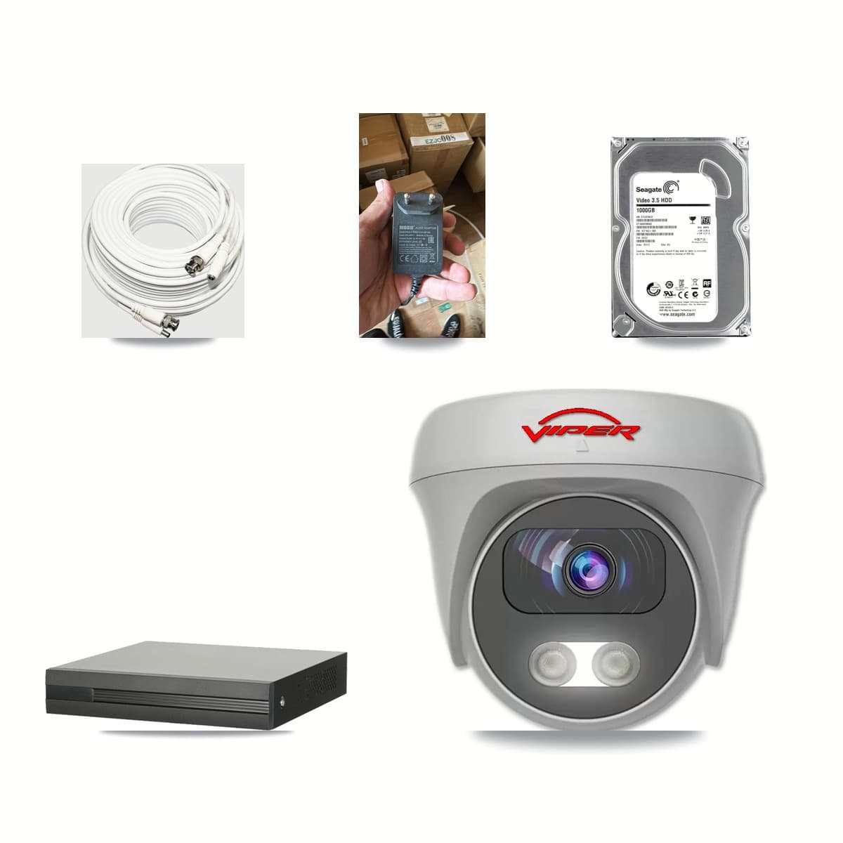 8-channel CCTV kit: 1 camera (1× 5MP Camera), 1TB hard drive