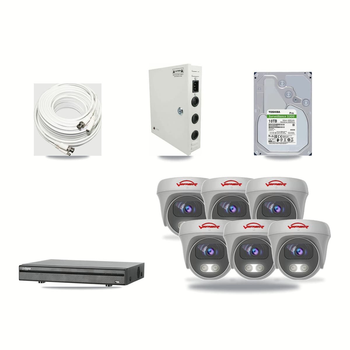 Dahua 8-channel CCTV kit: 6 cameras (6× 5MP Camera), 10TB hard drive