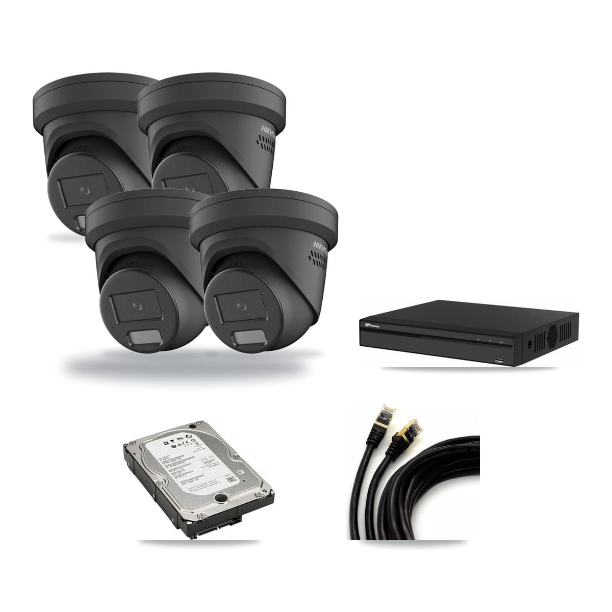 Hikvision & Prolux 4-Channel 4MP CCTV Kit — 4 Black Turret Cameras + 5TB Recording - Image 1