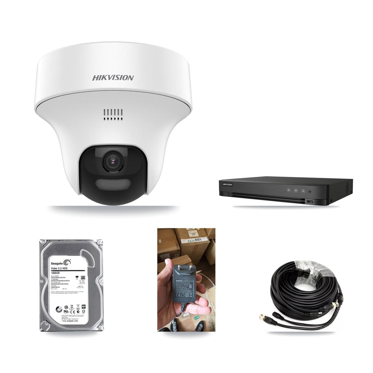 Hikvision 4-Channel 5MP CCTV Kit — 1 DS-2CE70K0T Turret Camera + 1TB Recording (IDS-7204HQHI Recorder) - Image 1