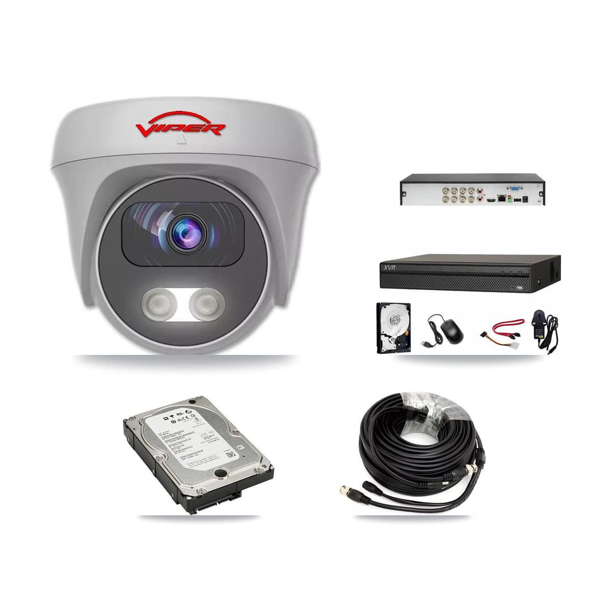 Viper & Dahua 8-Channel 5MP CCTV Kit — 4 White Cameras + 5TB Recording (XVR-3108AD Recorder)