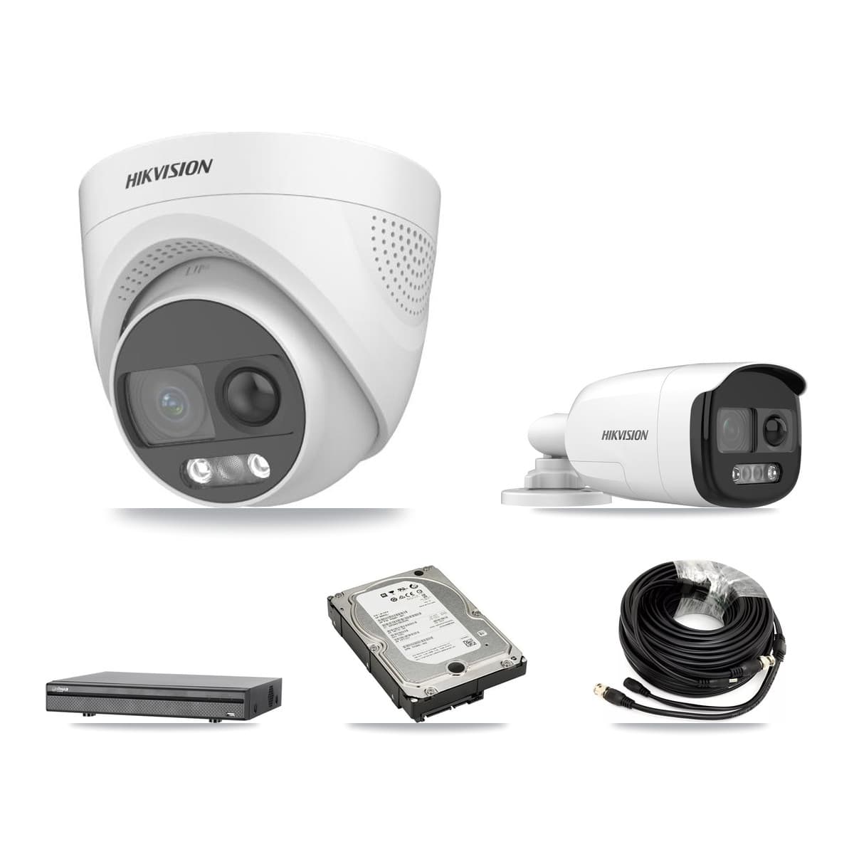 Hikvision & Dahua 8-Channel 5MP CCTV Kit — 1 Bullet + 3 Turret Cameras + 5TB Recording