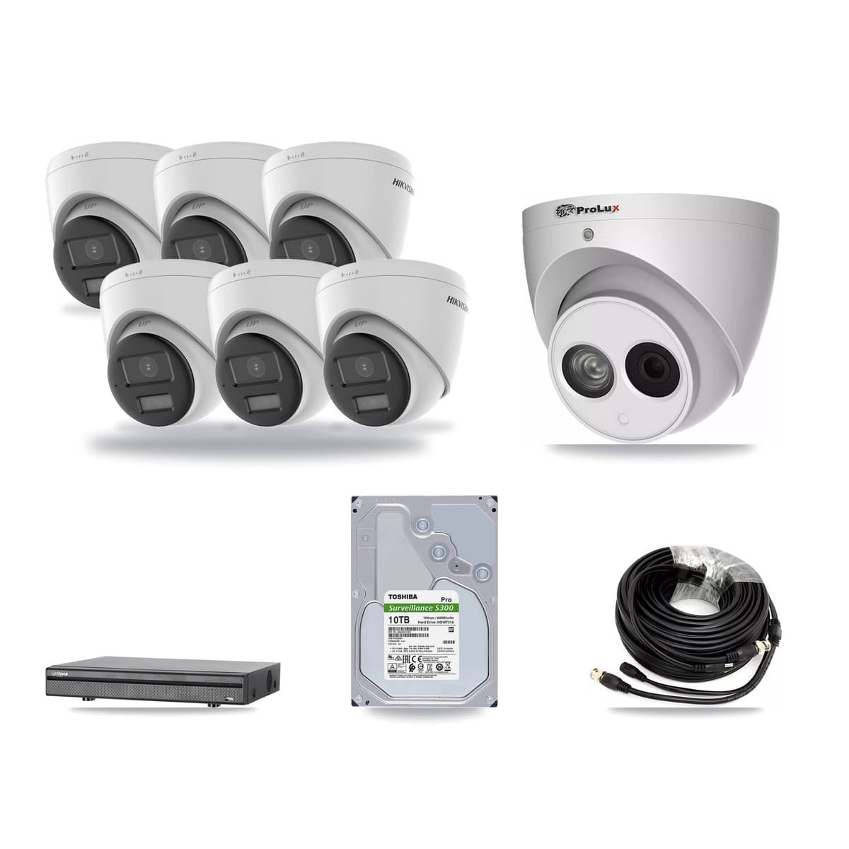 8-Channel 4MP – 4K CCTV Kit — 6 4K + 1 4MP Turret Cameras + 10TB Recording (DH-XVR5108H Recorder) - Image 1