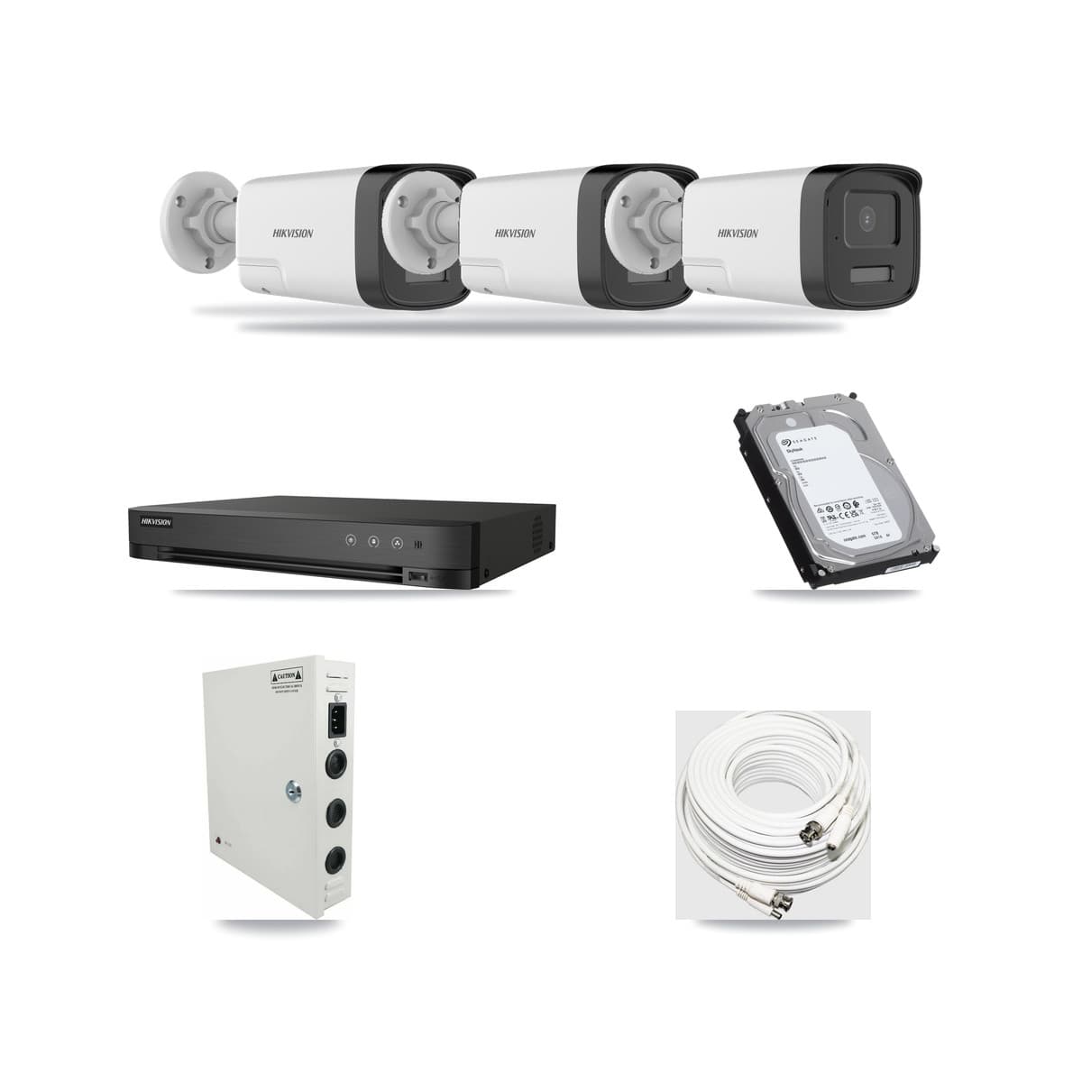 Hikvision 4-Channel 5MP CCTV Kit — 3 DS-2CE17K0T Bullet Cameras + 6TB Recording (DS-7204HUHI Recorder) - Image 1