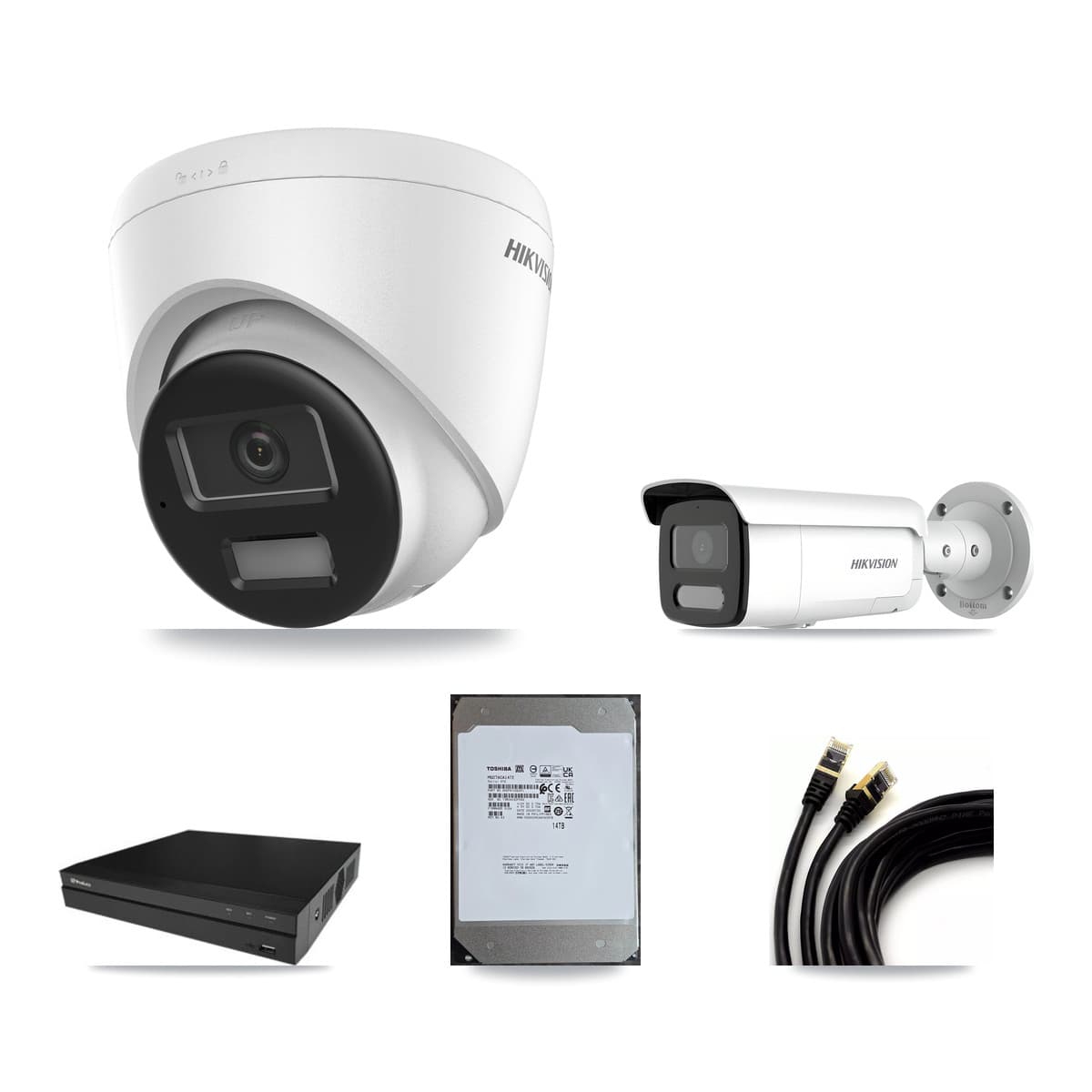 Hikvision & Prolux 16-Channel 4MP – 4K CCTV Kit — 5 4K Turret + 1 4MP Bullet Cameras + 14TB Recording
