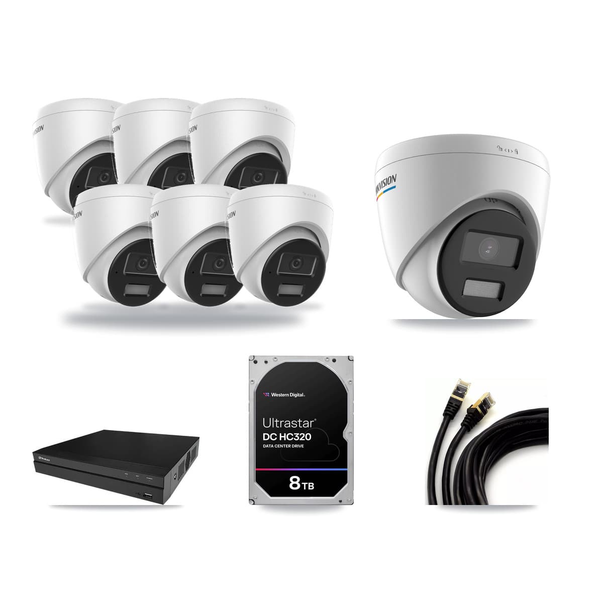 Hikvision & Prolux 8-Channel 2MP – 4MP CCTV Kit — 1 2MP + 6 4MP Turret Cameras + 8TB Recording - Image 1