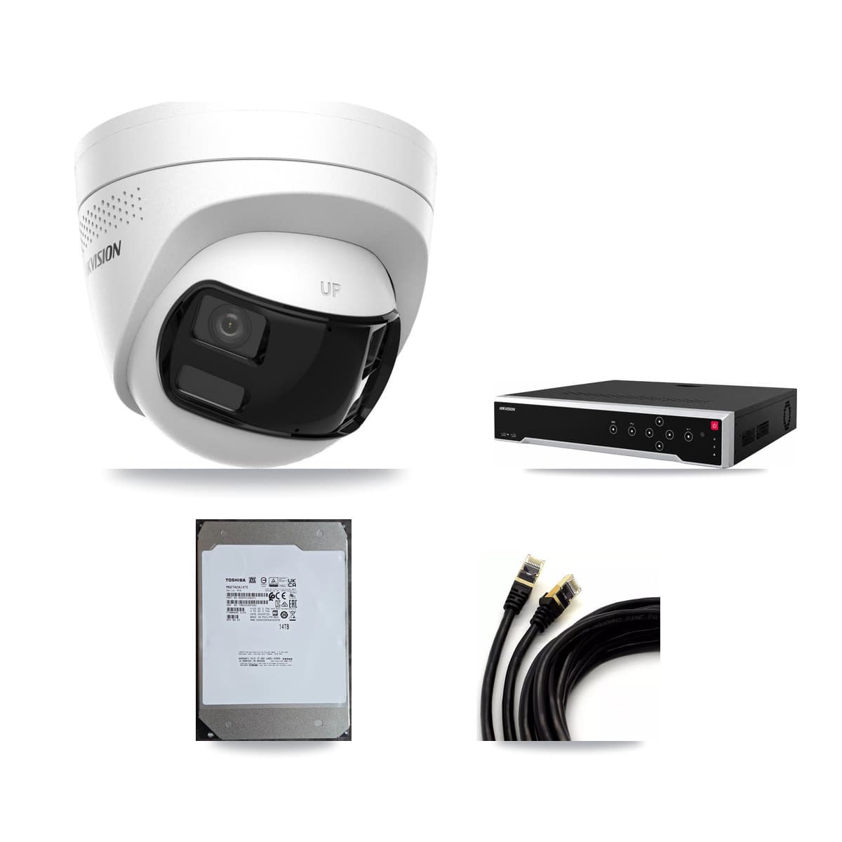 Hikvision 32-Channel 4K CCTV Kit — 4 DS-2CD1383G2P Turret Cameras + 14TB Recording