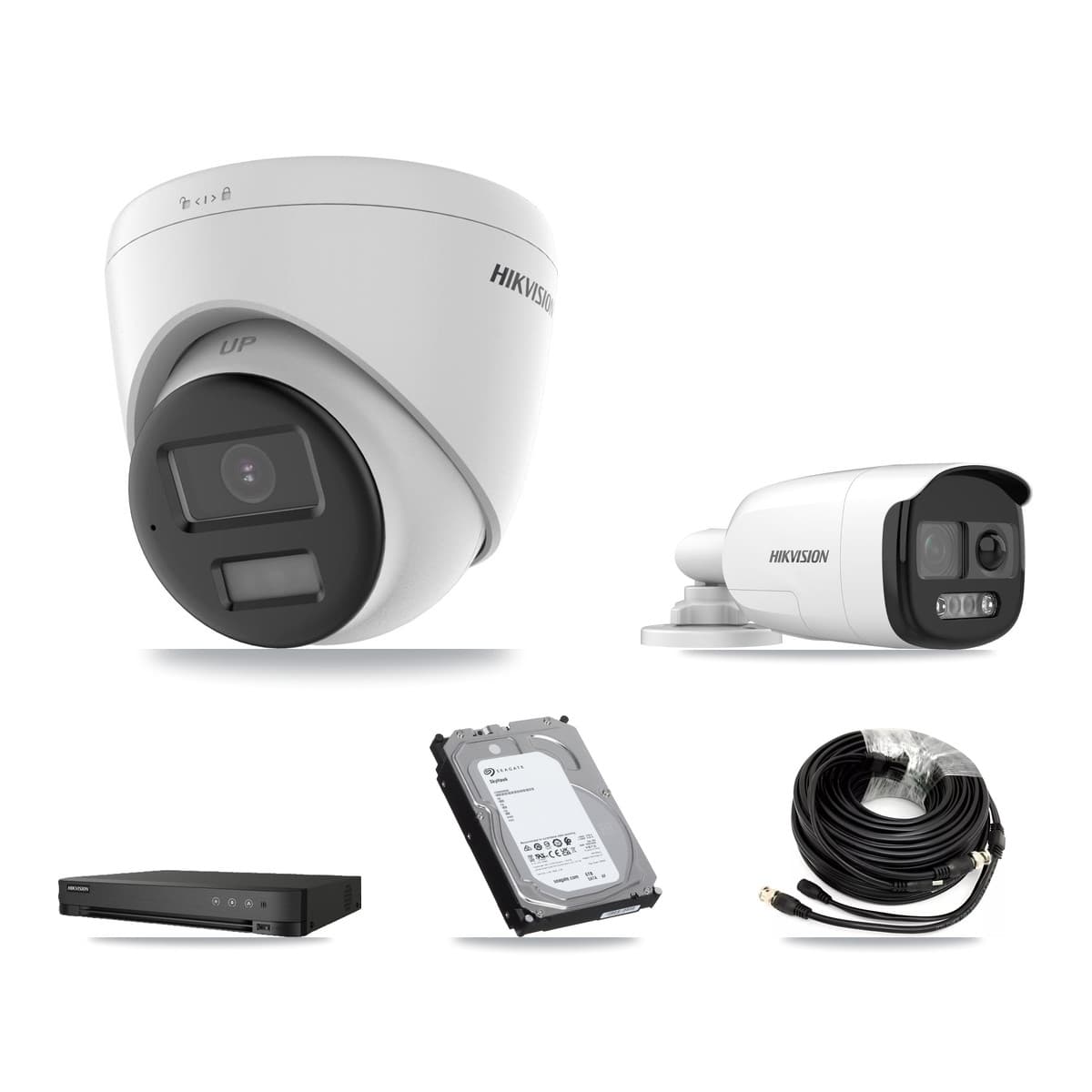 Hikvision 8-Channel 5MP CCTV Kit — 1 DS-2CE12KF3T Bullet + 2 DS-2CE78K0T Turret Cameras + 6TB Recording (IDS-7208HQHI Recorder)