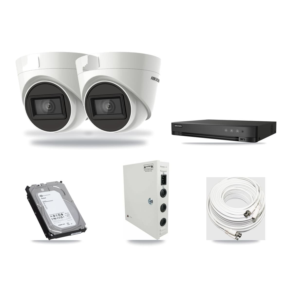 Hikvision 4-Channel 4K CCTV Kit — 2 DS-2CE78U1T Turret Cameras + 6TB Recording (IDS-7204HUHI Recorder) - Image 1