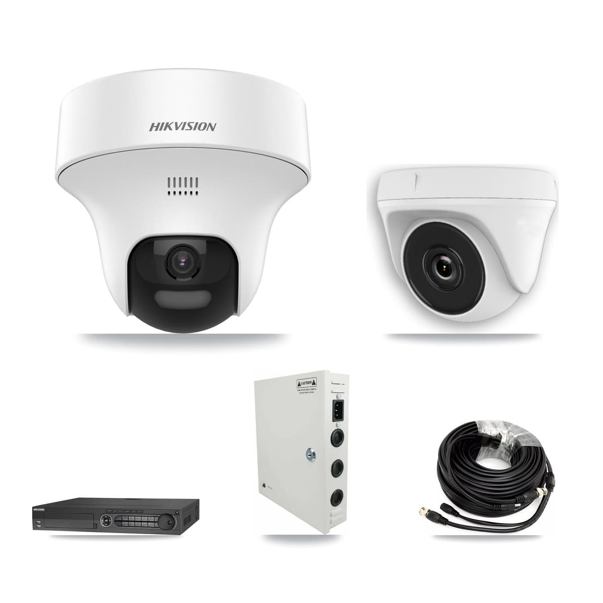 Hikvision 32-Channel 2MP – 5MP CCTV Kit — 21 DS-2CE70K0T 5MP Turret + 10 White HDT-2MP-N20W 2MP Dome Cameras + 4× 8TB Recording