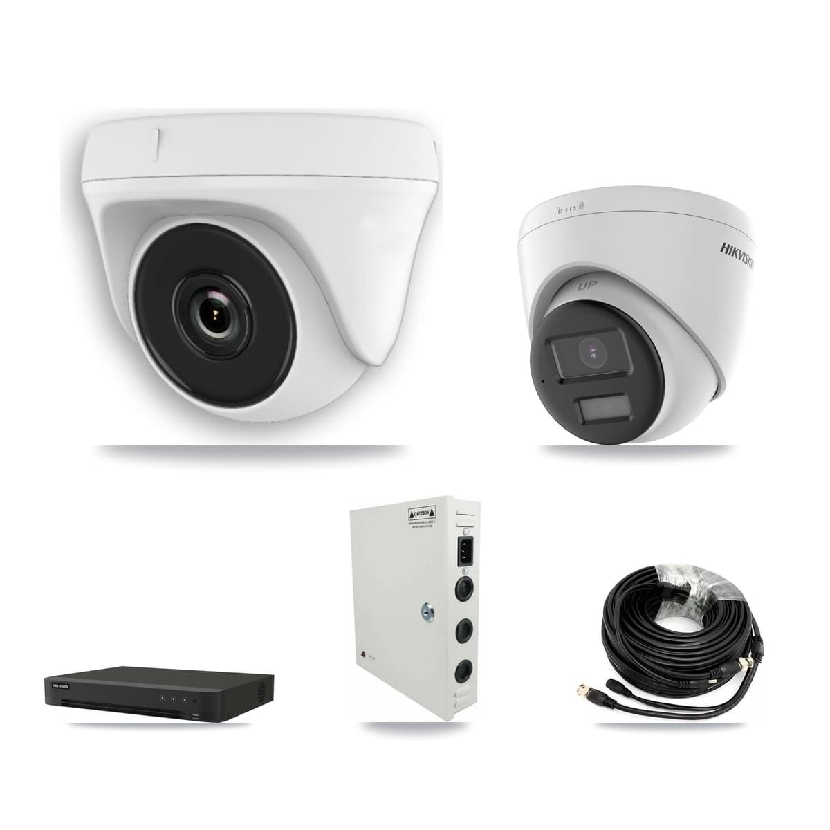 Hikvision 16-Channel 2MP – 5MP CCTV Kit — 1 5MP Turret + 10 White 2MP Dome Cameras + 8TB Recording (IDS-7216HQHI Recorder)