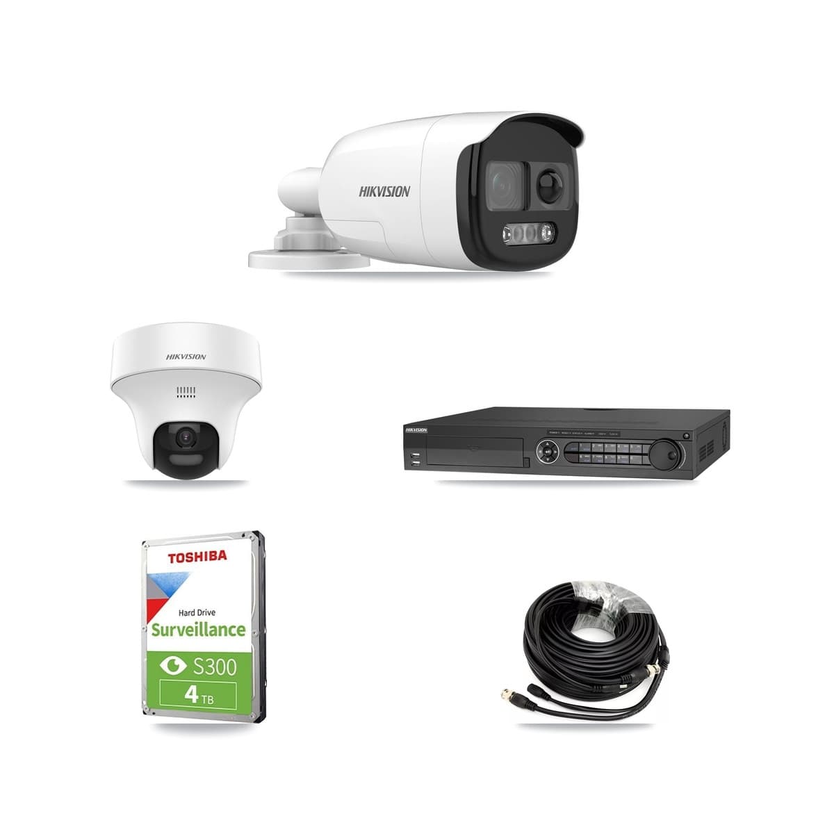 Hikvision 32-Channel 5MP CCTV Kit — 2 DS-2CE12KF3T Bullet + 1 DS-2CE70K0T Turret Cameras + 4TB Recording (DS-7332HQHI Recorder) - Image 1