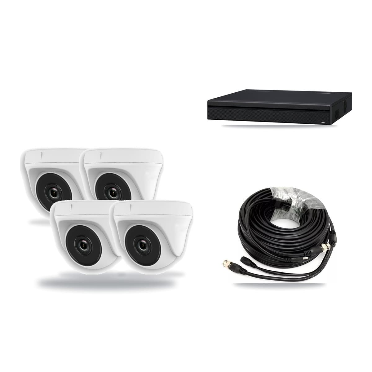 8-Channel 2MP CCTV Kit — 4 White Dome Cameras + 3TB Recording (XVR-3108AD Recorder) - Image 1