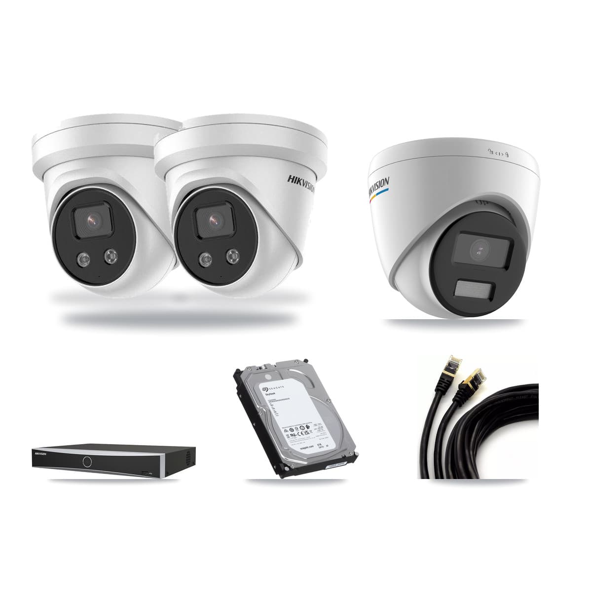 Hikvision 4-Channel 2MP – 5MP CCTV Kit — 1 2MP + 2 5MP Turret Cameras + 6TB Recording - Image 1