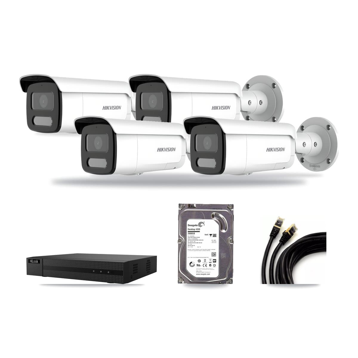 Hikvision & HiLook 8-Channel 4MP CCTV Kit — 4 Bullet Cameras + 2TB Recording (NVR-108MH-D Recorder) - Image 1