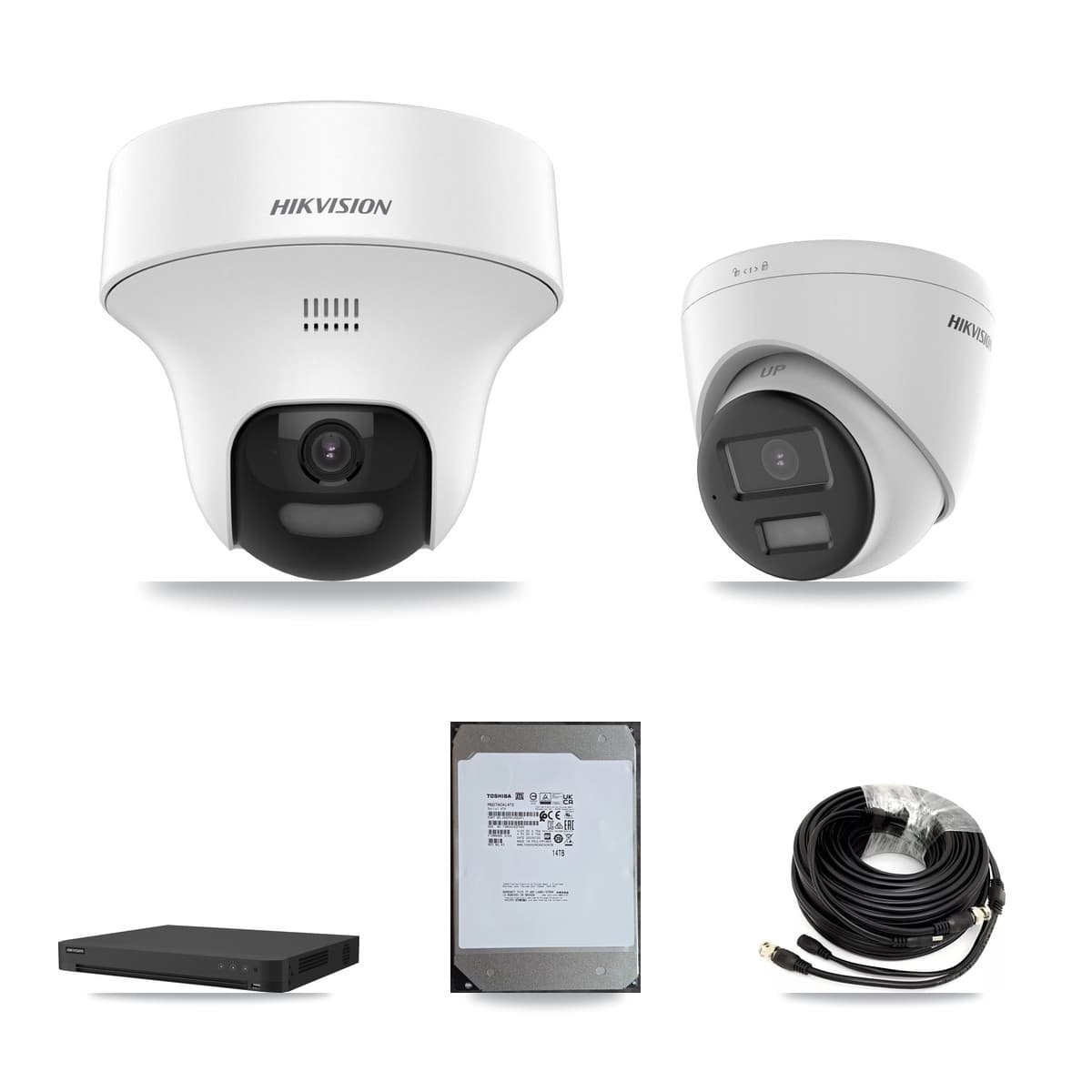 Hikvision 16-Channel 5MP CCTV Kit — 6 DS-2CE70K0T + 2 DS-2CE78K0T Turret Cameras + 14TB Recording - Image 1