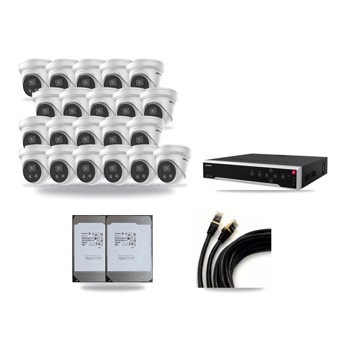 Hikvision 32-Channel 5MP CCTV Kit — 21 Turret Cameras + 2× 14TB Recording - Image 1