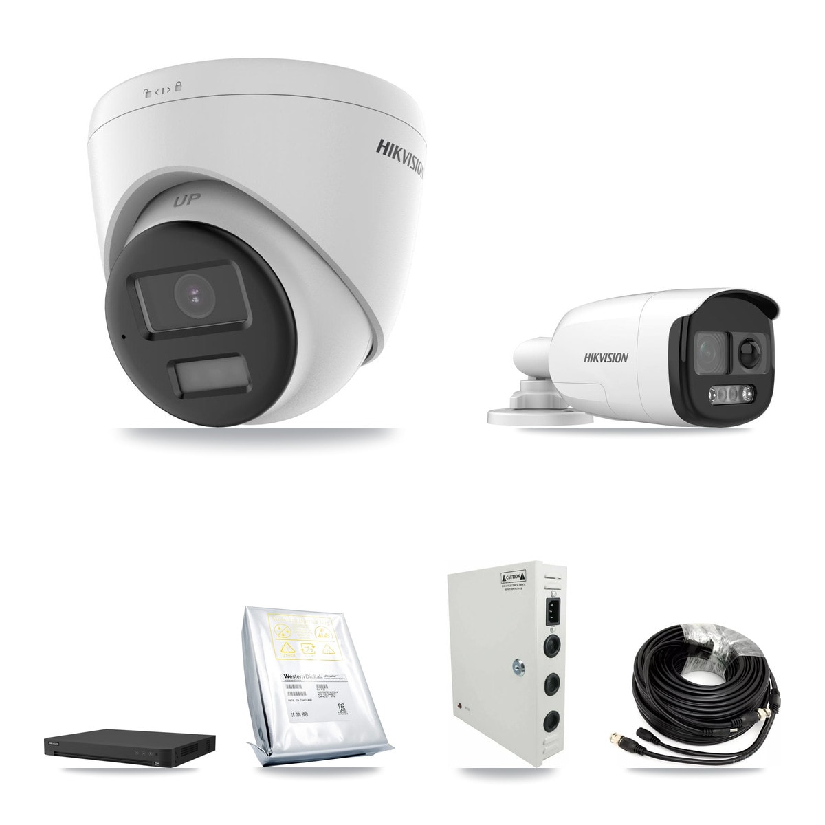 Hikvision 32-Channel 5MP CCTV Kit — 4 DS-2CE12KF3T Bullet + 8 DS-2CE78K0T Turret Cameras + 2× 8TB Recording