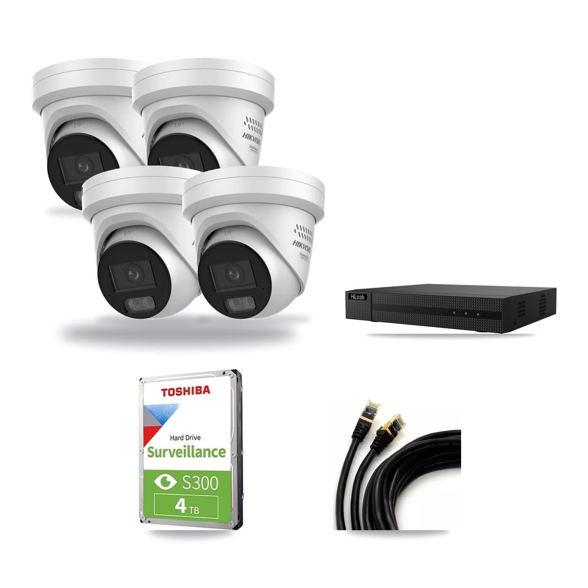 HiLook 8-Channel 4MP CCTV Kit — 4 Turret Cameras + 4TB Recording (NVR-108MH-D Recorder) - Image 1