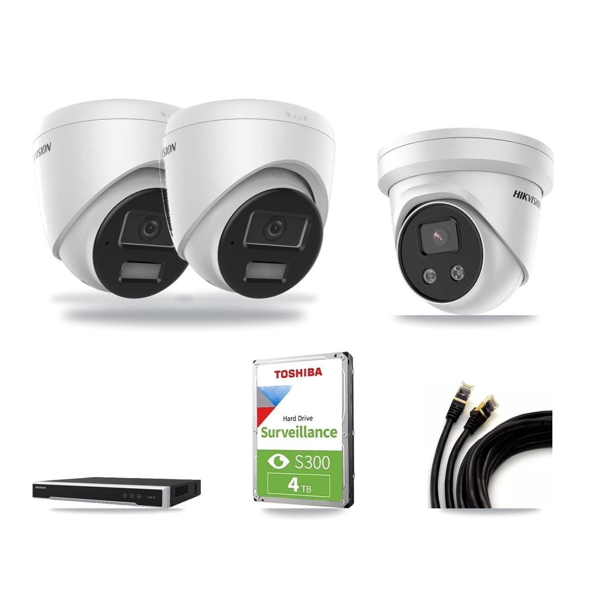 Hikvision 16-Channel 4MP – 5MP CCTV Kit — 2 4MP + 1 5MP Turret Cameras + 4TB Recording (DS-7616NI-M2 Recorder) - Image 1