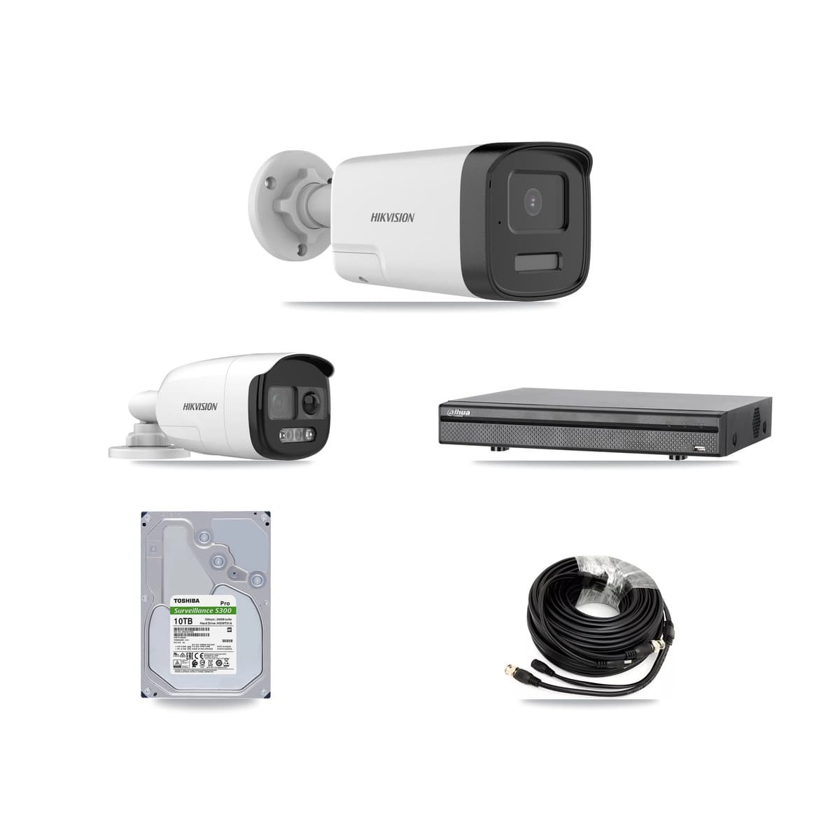 Hikvision & Dahua 8-Channel 5MP CCTV Kit — 2 DS-2CE12KF3T + 6 DS-2CE17K0T Bullet Cameras + 10TB Recording