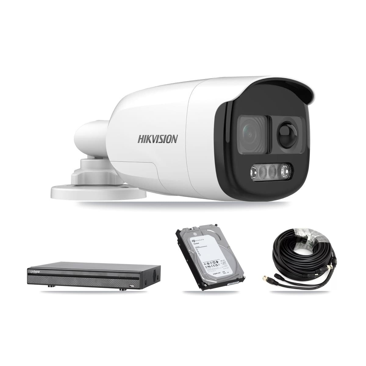 Hikvision & Dahua 8-Channel 5MP CCTV Kit — 5 DS-2CE12KF3T Bullet Cameras + 6TB Recording (DH-XVR5108H Recorder) - Image 1