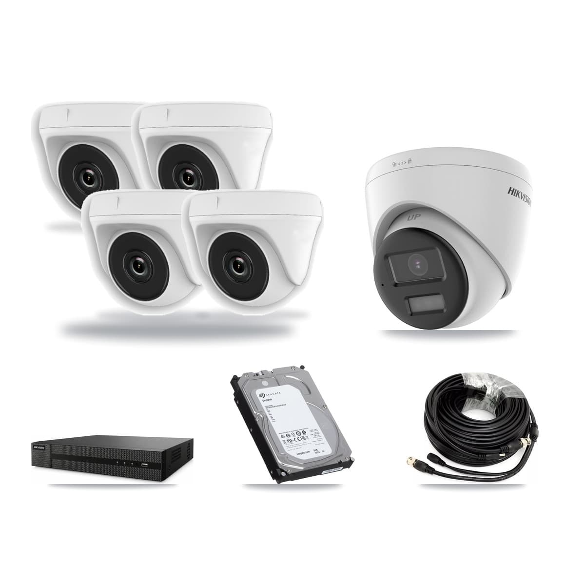 Hikvision 8-Channel 2MP – 4K CCTV Kit — 1 4K Turret + 4 White 2MP Dome Cameras + 6TB Recording (DVR-8CH Recorder) - Image 1
