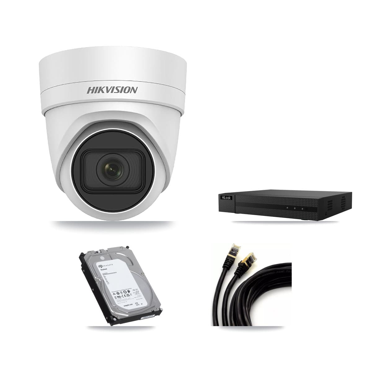 Hikvision & HiLook 8-Channel 4MP CCTV Kit — 5 DS-2CD2H45FWD Turret Cameras + 6TB Recording (NVR-108MH-D Recorder) - Image 1