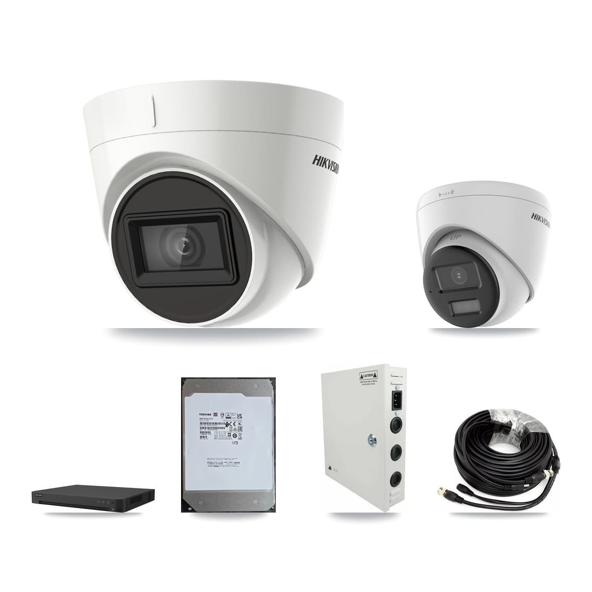 Hikvision 16-Channel 4K CCTV Kit — 4 DS-2CE78U0T + 9 DS-2CE78U1T Turret Cameras + 14TB Recording