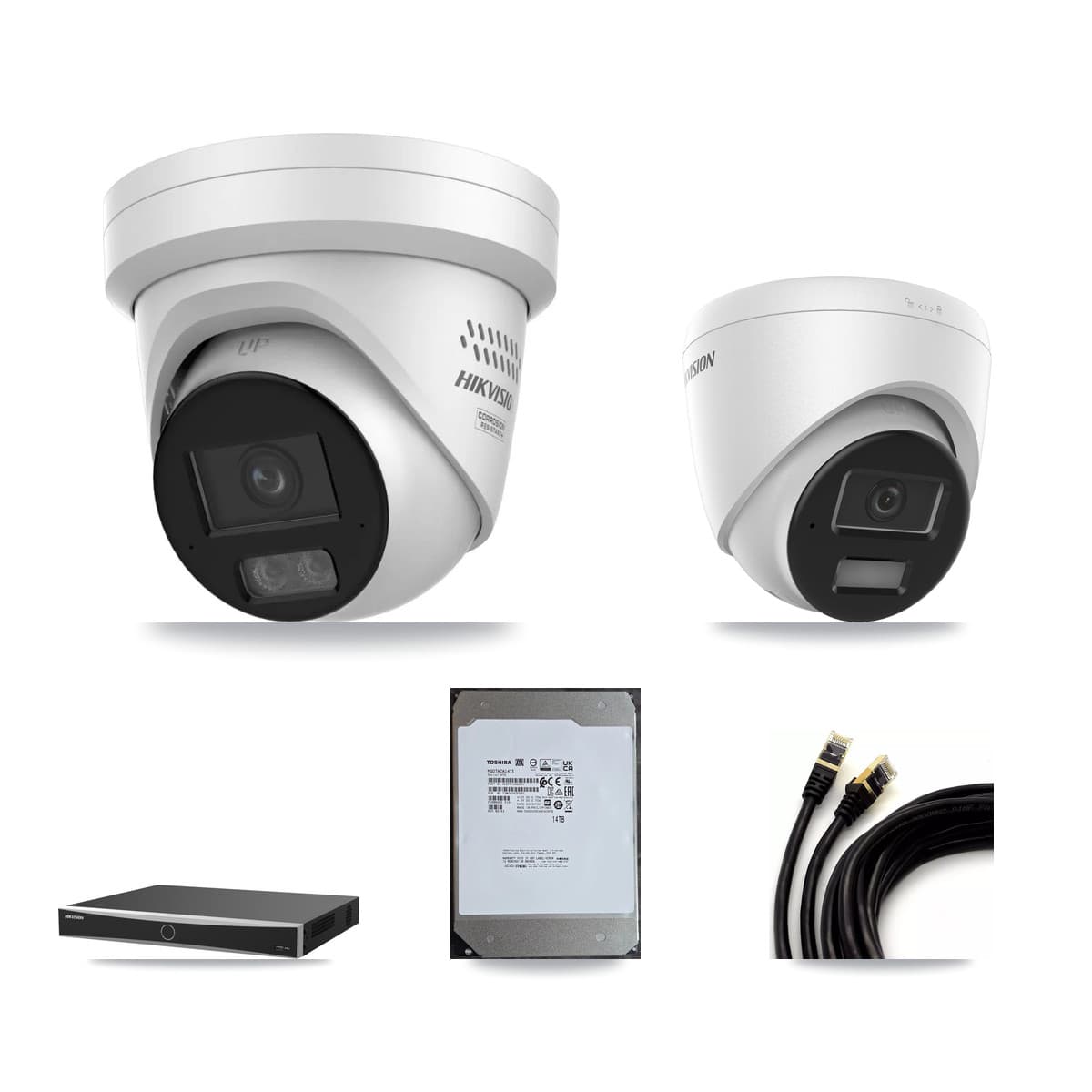 Hikvision 16-Channel 4MP CCTV Kit — 1 DS-2CD1343G2 + 10 DS-2CD2347G3 Turret Cameras + 14TB Recording
