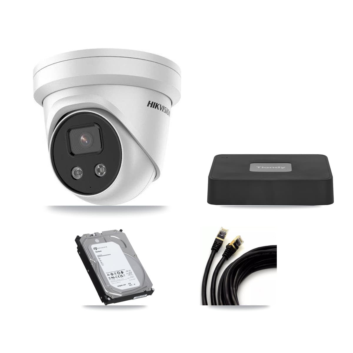 Hikvision & Tiandy 4-Channel 5MP CCTV Kit — 3 Turret + 1 Dome Cameras + 6TB Recording - Image 1