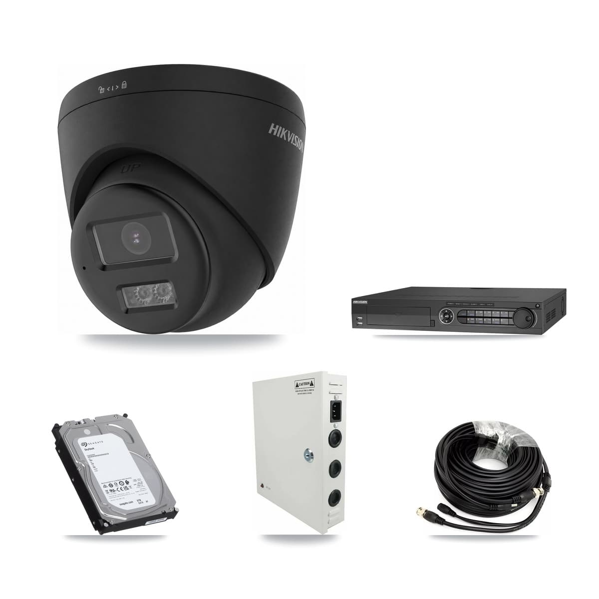 Hikvision 32-Channel 4K CCTV Kit — 25 Black Turret Cameras + 3× 6TB Recording