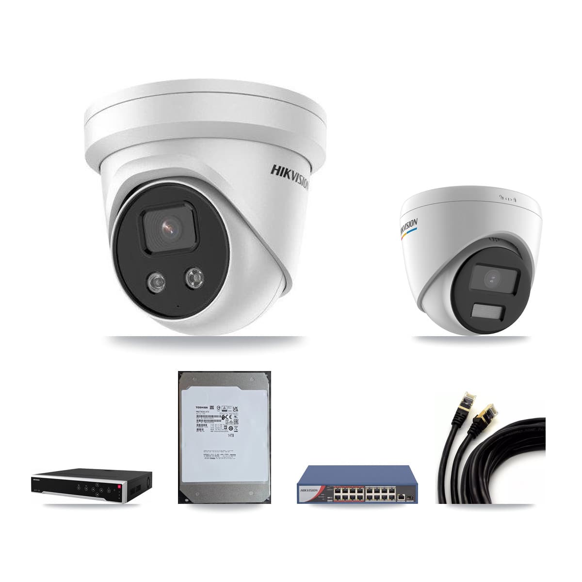Hikvision 32-Channel 2MP – 5MP CCTV Kit — 8 2MP + 17 5MP Turret Cameras + 2× 14TB Recording