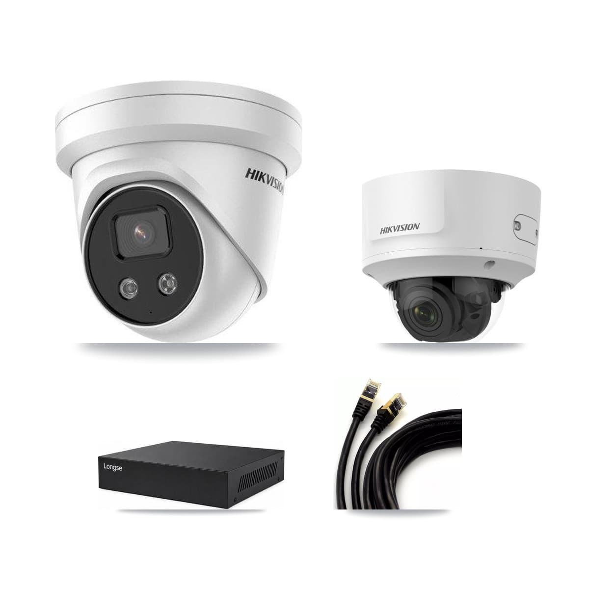 Hikvision & Longse 8-Channel 2MP – 5MP CCTV Kit — 2 2MP Dome + 6 5MP Turret Cameras + 8TB Recording