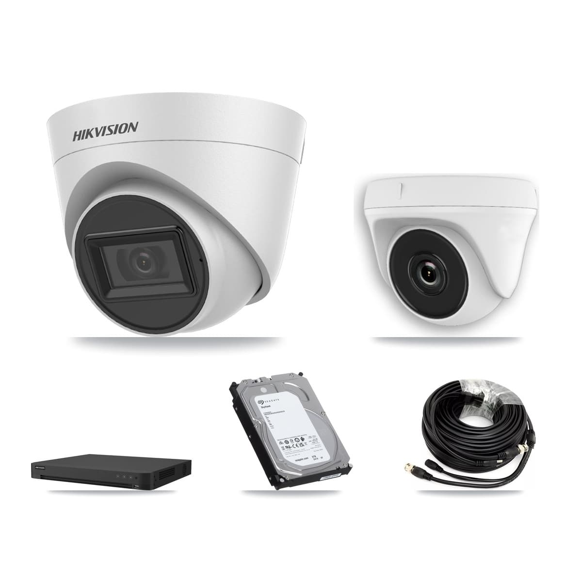 Hikvision 32-Channel 2MP – 5MP CCTV Kit — 3 White 5MP Turret + 3 White 2MP Dome Cameras + 6TB Recording (IDS-7232HQHI Recorder)